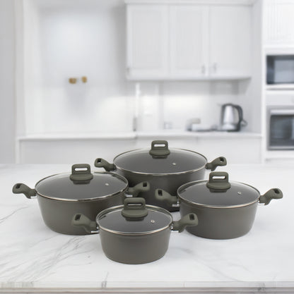 Zoya Stockpot Set With Glass Lid Forged Aluminium Body Ceramic Non Stick Coating Induction Ready - Image 3