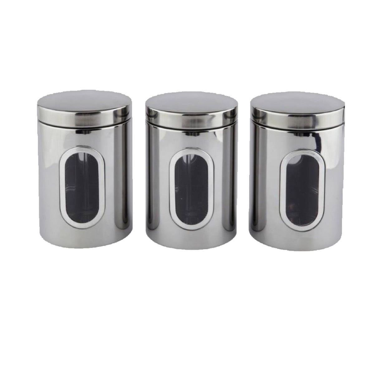 Chrome Finish Tea, Sugar, Coffee Canister Set Set Of 3 - Image 1