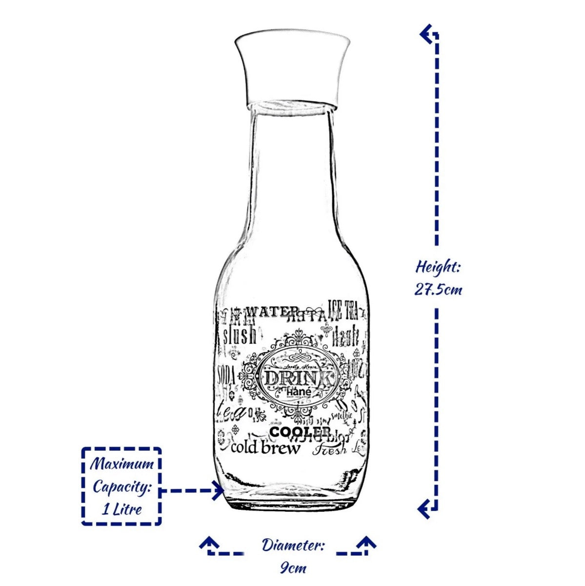 Glass Carafe Bottle BOTTLE1000ML 1000ml - Image 4