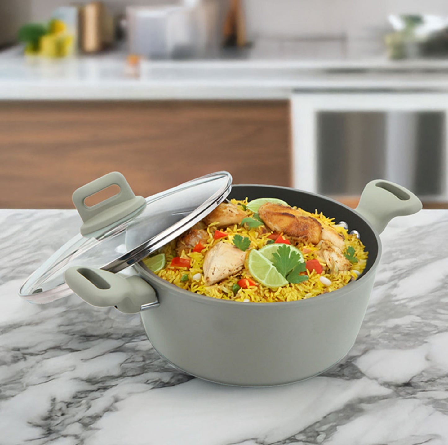 Zoya Stockpot Set With Glass Lid Forged Aluminium Body Ceramic Non Stick Coating Induction Ready - Image 10