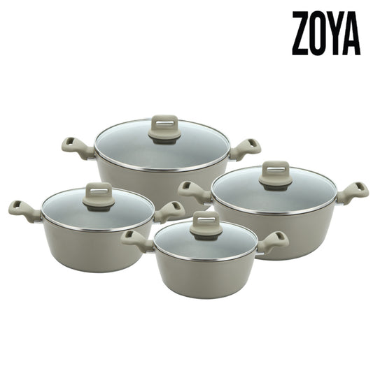 Zoya Stockpot Set With Glass Lid Forged Aluminium Body Ceramic Non Stick Coating Induction Ready - Image 2