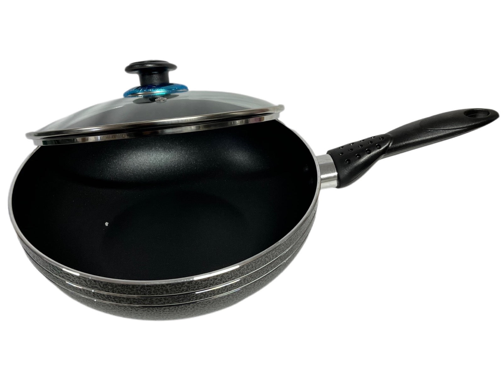 Non Stick Wok / Karai With Lid Plastic Handle LID24CM 24cm - Image 2
