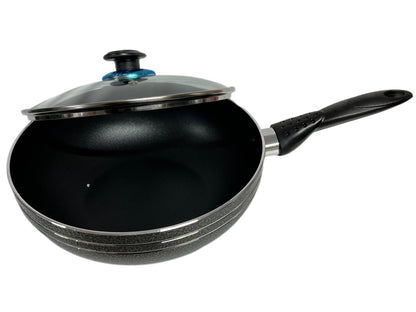 Non Stick Wok / Karai With Lid Plastic Handle LID24CM 24cm - Image 2