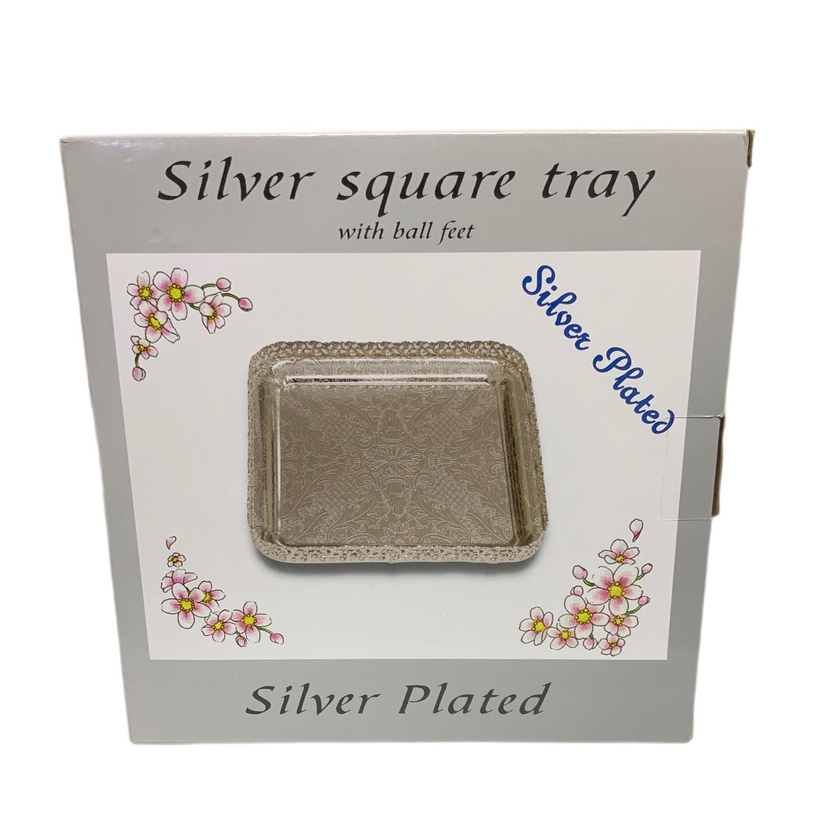Square Silver Paandan Tray With Ball Feet Silver - Image 4