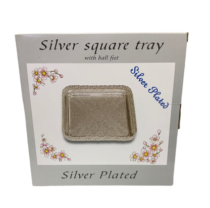 Square Silver Paandan Tray With Ball Feet Silver - Image 4