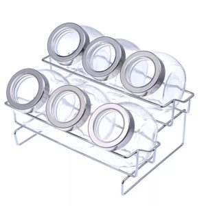 6Pc Glass Spice Jar Set On Stand-0
