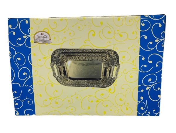 Gold serving tray set of 3 rectangle -1802