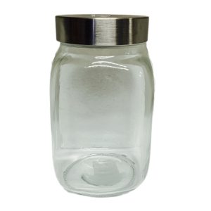 Square glass jar with silver lid 1000ml-0