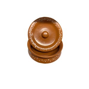 Flat ceramic handi with lid -0